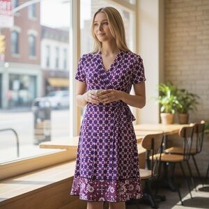 Liz Claiborne Faux Wrap Jersey Dress Size Medium